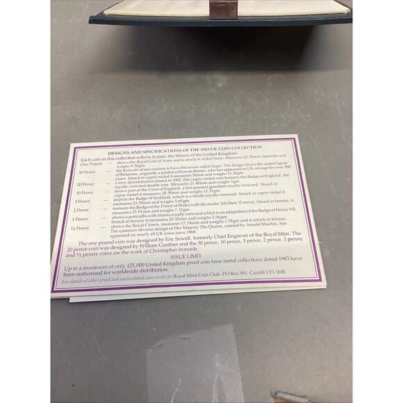 1983 UNITED KINGDOM ROYAL MINT 8 COIN PROOF SET - 8 Coins - Picture 2 of 12